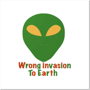 Green alien Posters and Art